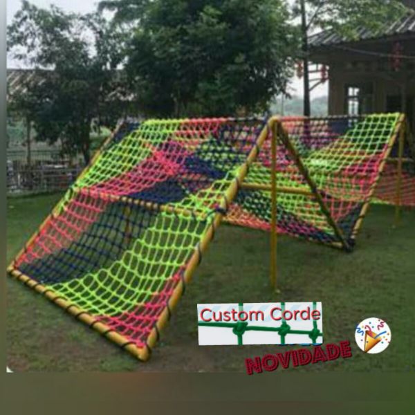 Rede de escalada colorida em faixas, multi color, preço por m2, compre a partir de 5 m2